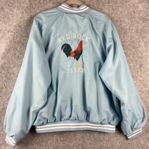 VTG Hartwell Satin Bomber Jacket Mens 4XL Embroidery Red Rock Texas USA Made 80s